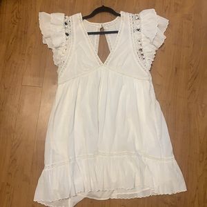 Anthropologie white cotton lace dress